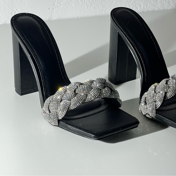 Silver Sparkly Sandal Heel - Picture 3 of 6